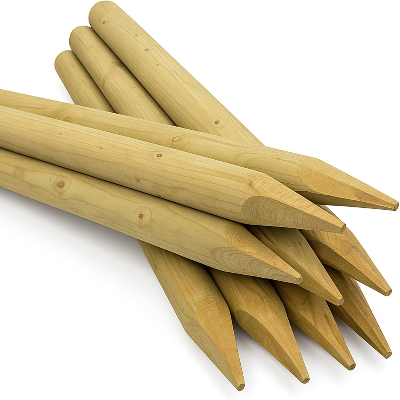 Rounded Garden Stakes - Tree Stakes, Fence Post Pressure Treated Timber, Round Wooden stakes