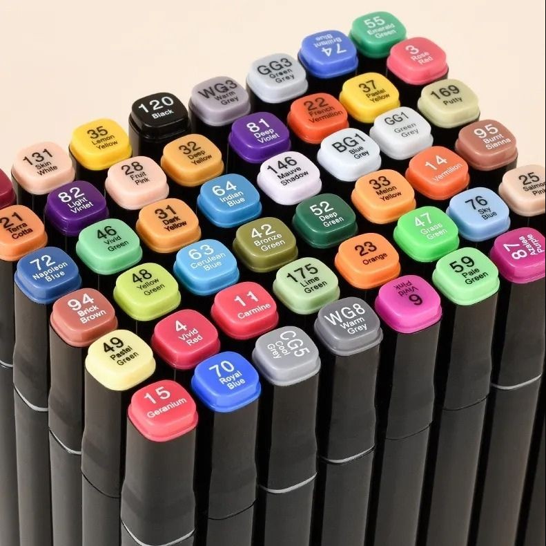 80pcs Dual Tip Alcohol Markers | Chisel & Fine Permanent Art Colouring Pens for Adults