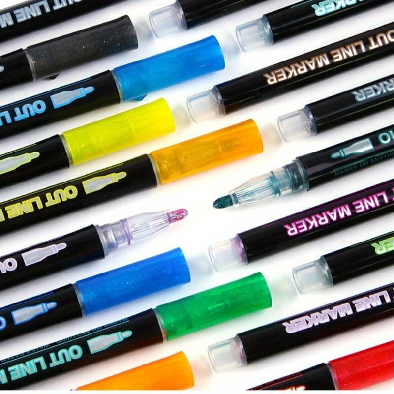 12 Glitter Pens Outline Marker Pens, Arts and Crafts for Kids, Gifts for Teenage Girls